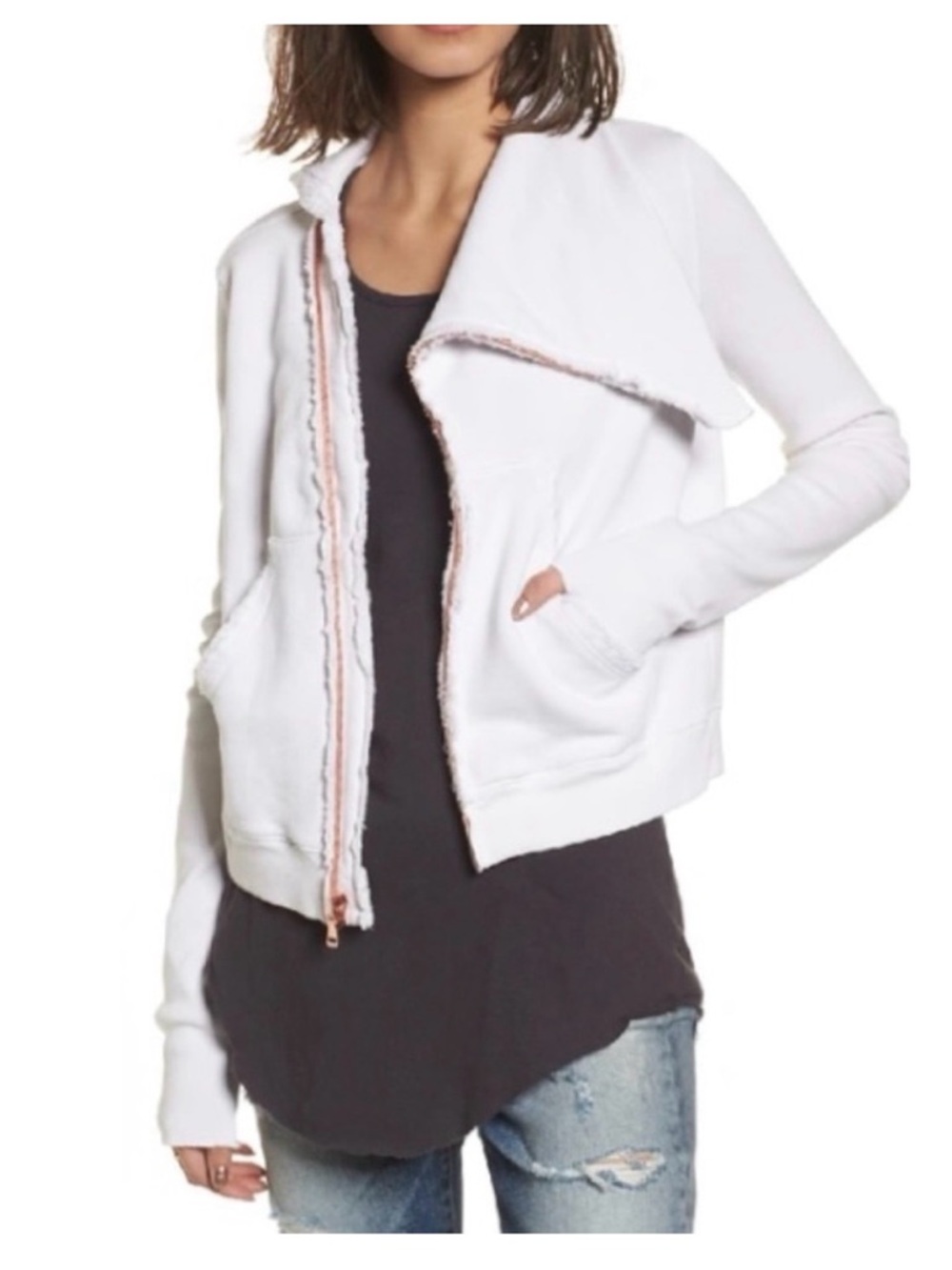 Frank & Eileen tee lab asymmetrical zip up jacket size Small